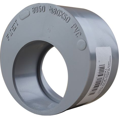 First Plast – Raccord d'évacuation PVC Mâle Femelle 80mm à 50mm – Colle pour canalisations aériennes et enterrées – Taux d'expansion 800%
