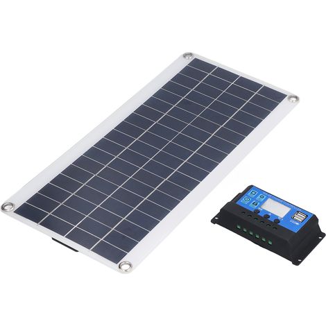Panneaux solaires monocristallins en silicium de 8 W avec contrôleur 10 A, kit de panneau solaire portable pour camping-car, bateau et camping. (1/5)