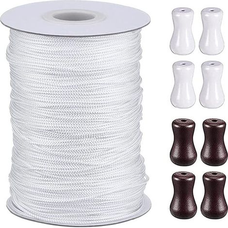 Retail price: 110m white/brown wood clock set (4 pieces) with Venetian blind pull cord and pendant accessories (1/5)