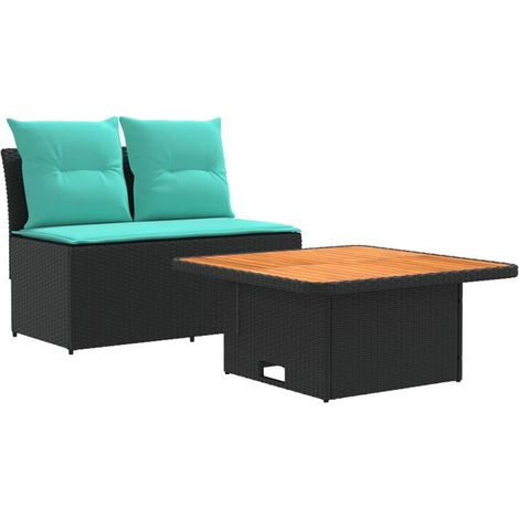 Ensemble de canapé de jardin deux pièces avec table réglable (1/5)