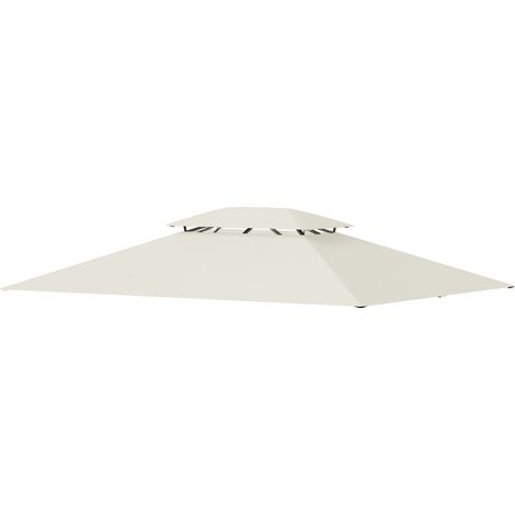 Toile de rechange tonnelle 4x3m double toit drainage polyester 180g/m² crème