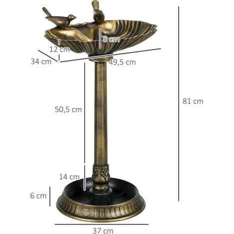 Bain d'oiseaux, bain d'oiseaux sur pied, bain d'oiseaux en plastique, bain d'oiseaux pour le jardin, abreuvoir pour oiseaux, bain d'oiseaux résistant au gel, avec (1/5)