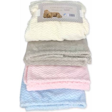 COPERTA COPERTINA IN PILE CM. 70X90 DA CULLA BAMBINI NEONATI Azzurro (1/2)