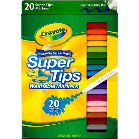 Marcadores escolares lavables Crayola Super Tips de 20 colores para niños