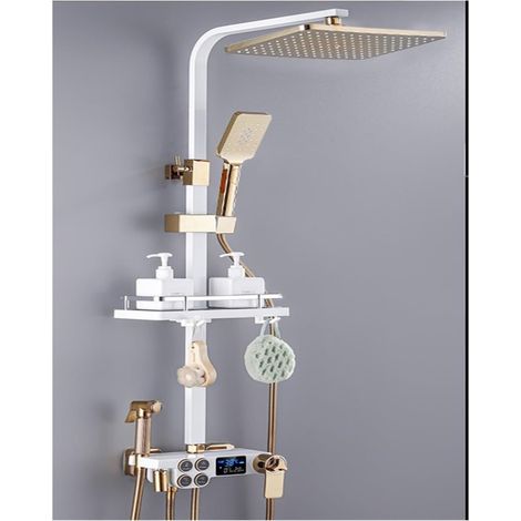 Ensemble de douche mitigeur thermostatique intelli Ensemble de douche numérique chaud et froid robinet salle de bain mitigeur thermostatique système de douche pluie montage mural SPA pluie robinet de (1/5)