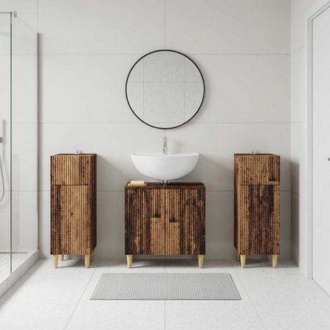 vidaXL 3 Piece Bathroom Cabinet Set ARNHEM Old Wood Engineered Wood (1/5)