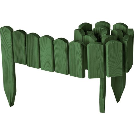 Garronda clôture de Jardin en Bois Bordure Jardin Cloture Jardin Exterieur, Palissade Bordurette Longueur: 100 cm GD-0148 (Vert Foncé, Hauteur : 10 cm)