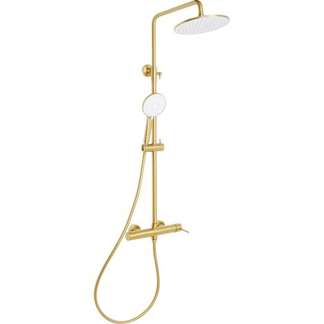 Columna de ducha moderna de latón mezclador 3 modos de chorro con función lluvia de pared dorado Puyehue (1/5)