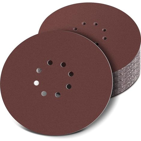 225mm Disque de Ponçage,30 Pcs Disque abrasif circulaire,8 trous Papier abrasif ponceuse,papier abrasif pour ponceuse à sec ponceuse girafe(120 240 grain) (1/5)