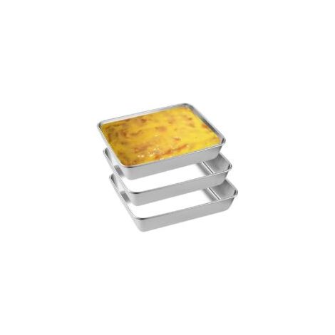 3 Pièces Plat Inox Four Rectangulaire 25.8x20x5 CM,Bac Inox Alimentaire,Plat Gastro Cuisine,Plat à Lasagnes Empilable,Plateau de Cuisson pour Barbecue,Plateau Gratin Four,Plat à Pâtisserie (1/5)