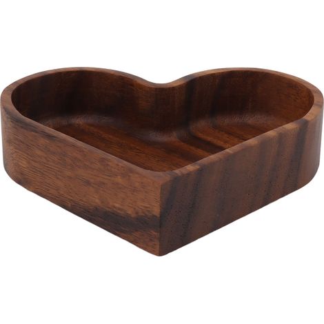 Obstteller aus Walnussholz, elegantes, glatt strukturiertes Holztablett für Vorspeisen, Obst und Nüsse, Küchenutensil, herzförmig, 14,5 x 14,5 cm (1/5)