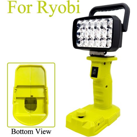(Pour Ryobi) Lampe torche LED portable à 18 LED avec projecteur intégré, compatible avec les outils Makita BL1830, Milwaukee et Dewalt (batterie Li-ion 18 V/20 V). (1/5)