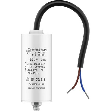 Condensateur 35 uF 425V/450V/475V pour moteur monophasé – Câble en polypropylène – Longévité 10 000 heures – Pour Kärcher et pompe de piscine