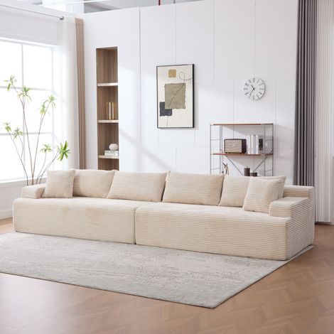 Sofa modulare in tessuto chenille, riempito con schiuma altamente elastica 30D. Facile da spostare e con fondo antiscivolo, ideale per soggiorni e altri ambienti. IVORY (1/5)