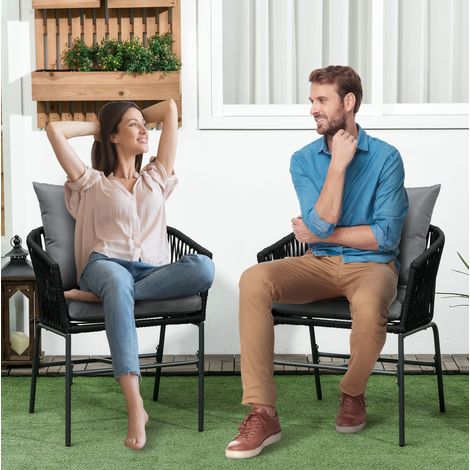 chaise jardin fauteuil boho acier noir lot 2 OKMYHOME (1/3)