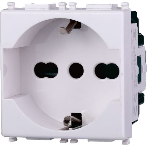 Presa schuko compatibile Vimar Plana 2P+T 10/16A 250V colore bianco Ettroit EV2102