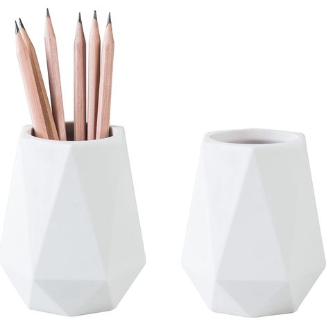 Porte-Stylo - Silicone Souple Antidérapant - Bureau École Coiffeuse - 11 x 6 cm - Blanc - 1 Pièce (1/5)