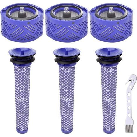 Ce kit de filtres haut de gamme en 6 pièces est compatible avec les aspirateurs Dyson V6 Absolute, modèles 965661 et 966741. Il comprend 3 préfiltres et 3 postfiltres. (1/4)