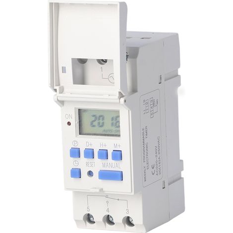 Minuterie numérique LCD hebdomadaire DIN pour rails, relais de commande, usage industriel, 220-240 V CA, AHC15A
