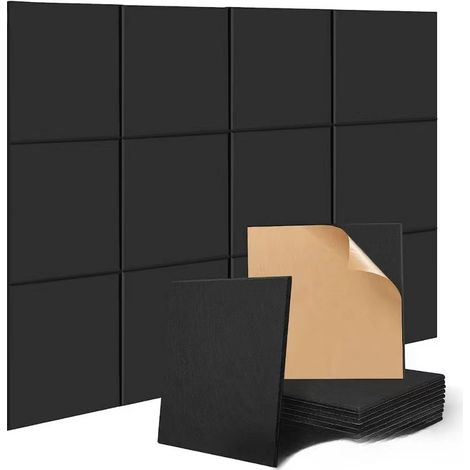 Tableau en feutre adhésif décoratif, lot de 12 panneaux-120x90 cm, idéal pour afficher notes et photos au bureau ou à la maison, Noir Profond (1/5)