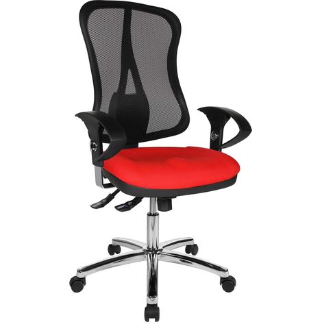 Chaise de Bureau Ergonomique avec accoudoirs en Tissu Rouge/Noir (1/5)