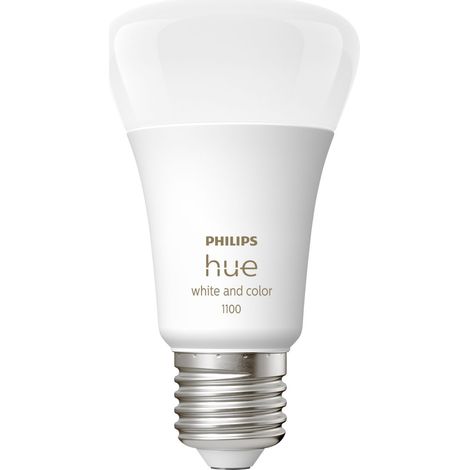 Philips Hue Smarte Lampen - Smarte LED-Lampe E27, 9 W, dimmbar, weißes und farbiges Licht 929002468801 (1/3)