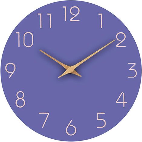 Horloge murale silencieuse sans tic-tac, à piles, en bois, à suspendre, pour la décoration de la maison, de la salle de bain, de l'école ou du bureau, QingHai (1/5)
