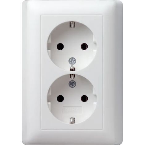 Gira 2f-SCHUKO-Steckd. Vollpl. Standard 55 Reinweiß m [078004], 0780 04