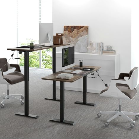 Schreibtisch elektrisch höhenverstellbar aus Eisen in Schwarz 140x70 cm, Höhe 72-116 cm (1/5)