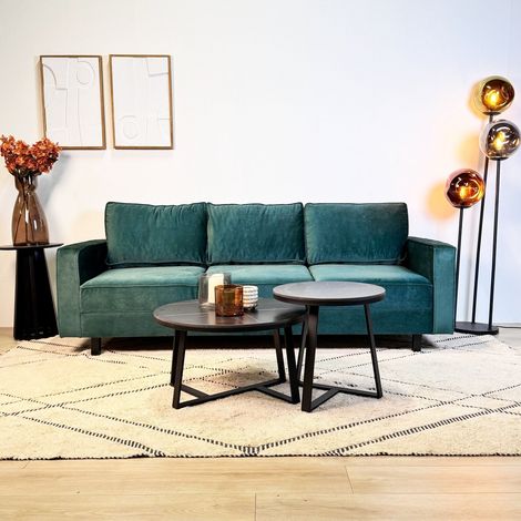 3-Sitzer Sofa Kale Samt Grün - bequeme lose Kissen