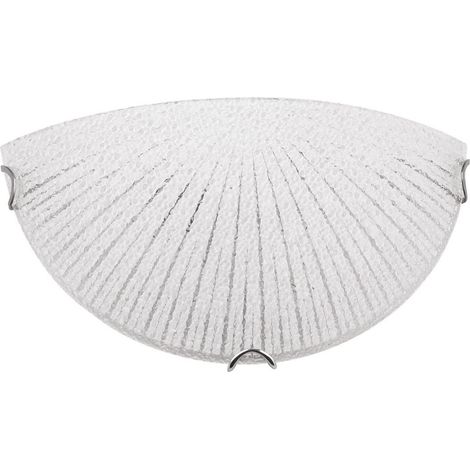 Merano Dawson Applique Murale Flush Blanc, Verre Clair Structuré LED E27