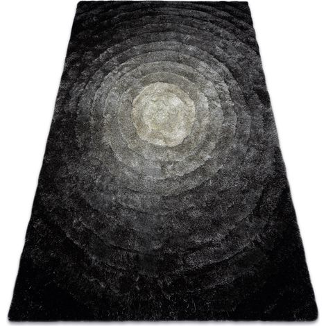 Modern Teppich FLIM 008-B2 shaggy, Kreise - Strukturell grau grey 120x160 cm
