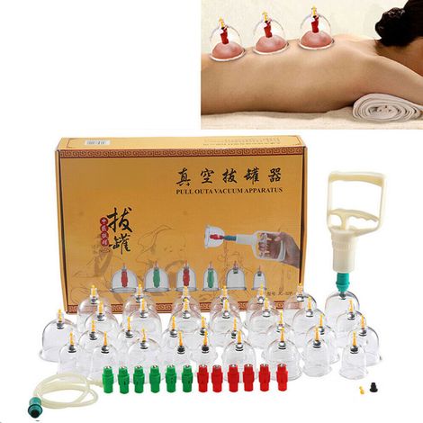 32 Pièces Ensemble de Ventouses, Pompe à Vide, Corps Transparent, Thérapie Magnétique, Massage Corporel (1/5)
