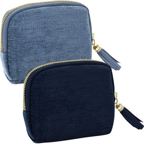 Lot de 2 petits sacs de rangement à bijoux avec pompon, mini-sacs de voyage pour hommes et femmes, organisateur de voyage portable, accessoires de rangement pour boucles d'oreilles, colliers (1/5)
