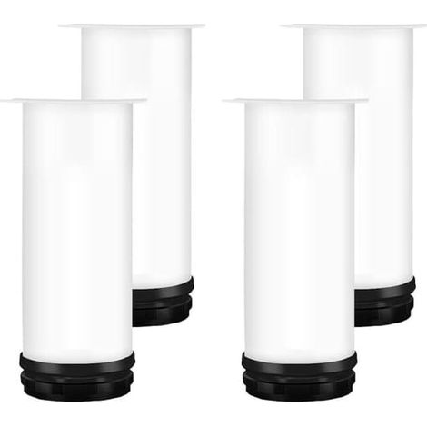 Pieds de table réglables en hauteur 20 cm, lot de 4 pieds de meuble métal blanc avec vis, pieds de mobilier ajustables pour table et meuble, réglage facile, finition blanche (1/4)