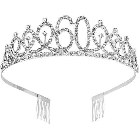 Dekorative Strass-Haarkrone mit passendem Haarkamm aus Metalllegierung, 1 Stück, zum 60. Geburtstag (silber) - Silber (1/4)