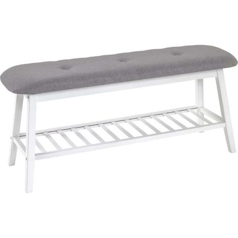 Banc avec support de rangement 100 x 30 x 44 cm Blanc (1/3)