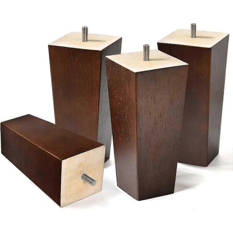 Pieds de canapé carrés en bois brun foncé de 5 cm (2 pouces), ensemble de 4 pièces, 15 cm (6 pouces) (1/5)