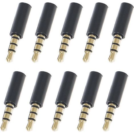 10x Fiches jack stéréo mâles 3,5 mm plaquées or à 4 pôles pour écouteurs, à souder (1/5)