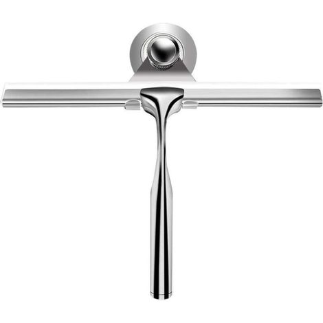 Stainless Steel Window Squeegee with Replacement Blade for Cleaning Bathroom Mirror Glass, Zinc Alloy, Silver 1