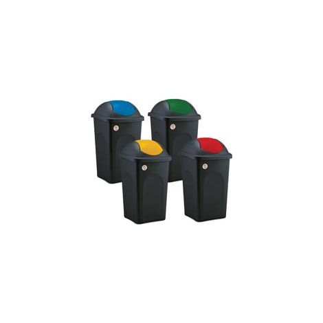 BIDONE MULTIPAT CON BASCULA LT.60  cm.39x39x68h.  nero/giallo    STEFANPLAST