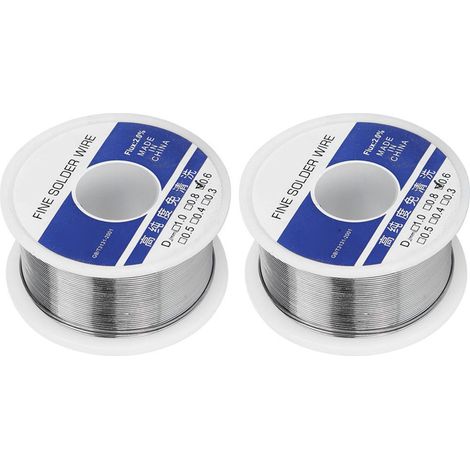Ortviai Fil à souder étain avec cœur de colophane 0,6 mm – 2 pièces de 100 g – Soudure électronique pour bricolage (1/5)