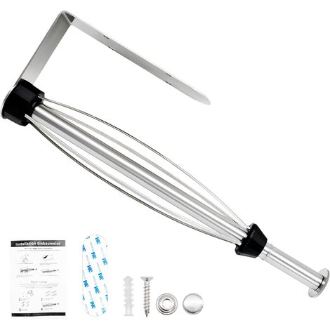 Porte-rouleau de papier essuie-tout, support de rouleau de papier autocollant ou percé pour ranger les essuie-tout, fil d'argent de 2,7 mm d'épaisseur (1/5)