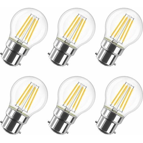 4W G45 B22 Bajonett-LED-Glühbirne, 2700K Warmweiß, 470Lm, Vintage-Glühbirne, nicht dimmbar, 6er-Pack [Energieklasse