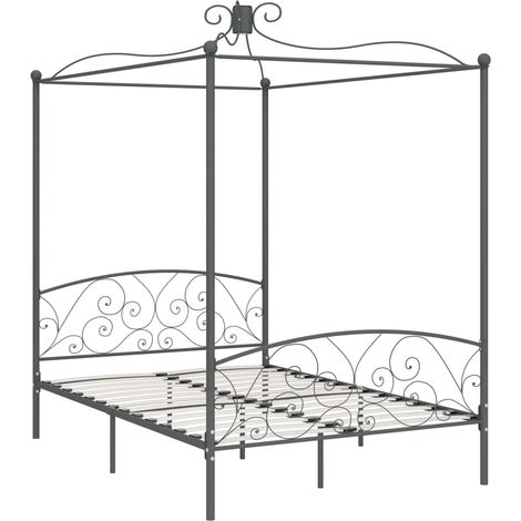 Maison Exclusive - Himmelbett-Gestell Grau Metall 140 x 200 cm