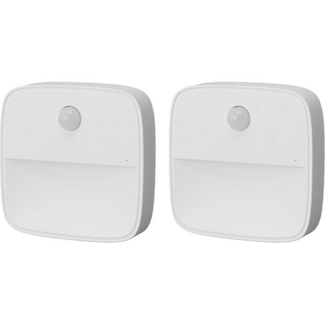 Lot de 2 veilleuses à brancher LED blanc chaud mini avec détecteur de mouvement pour chambre cuisine prise UE 100‑240V