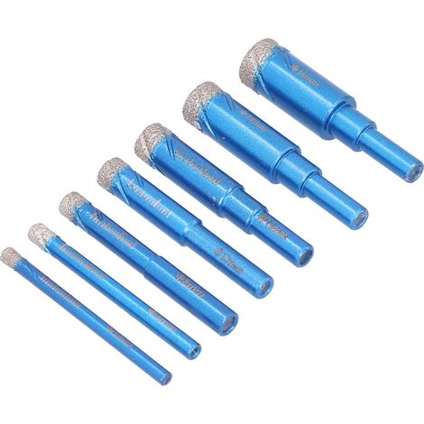 Lot de 7 forets diamantés à sec de 5 à 16 mm, scie cloche à queue ronde brasée sous vide pour carrelage céramique (1/5)