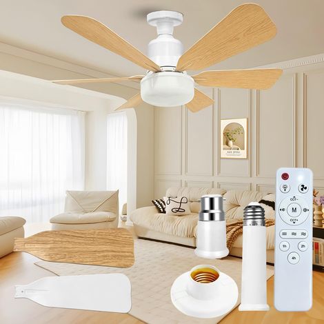 Ventilador de techo con luces y control remoto, modelo 2026. Nuevo ventilador de techo LED de 40 W, 3 velocidades, moderno, iluminado, regulable, 3 colores, madera clara. (1/5)