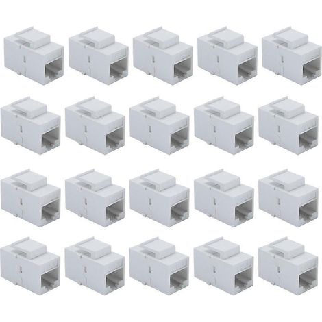 Lot de 20 connecteurs Ethernet Keystone CAT6 RJ45 pour réseau 1000M, couleur blanche. (1/5)
