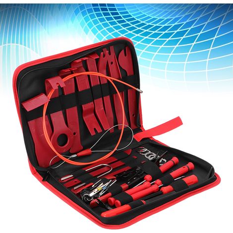 Kit de 39 outils de démontage pour garnitures intérieures de voiture (panneaux de porte, tableau de bord, système audio). (1/5)